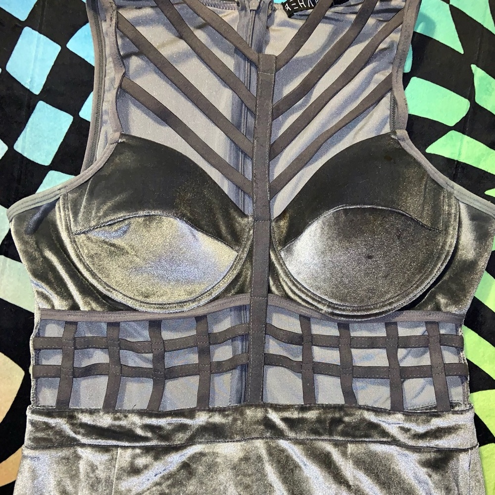 Silver Velvet Split Dress